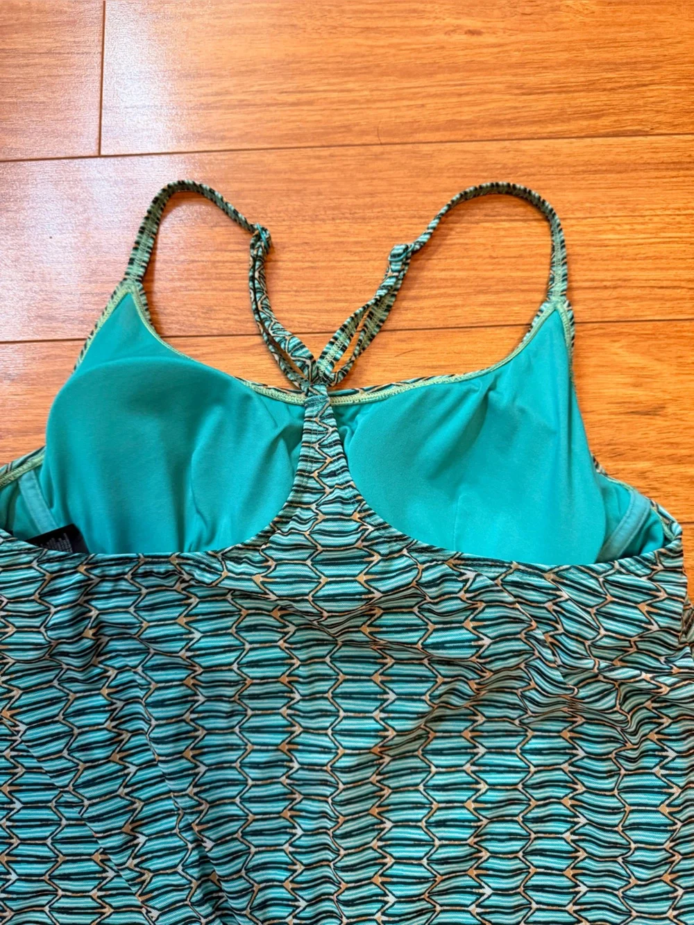 Coco Reef Teal and Cream Geometric Tank Tunic Swim Tank 38C